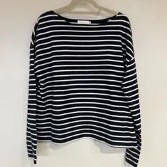 ボーダーカットソー　黒　M