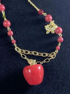 ANNA SUI アナスイ りんご 蝶 ペンダント ネックレス