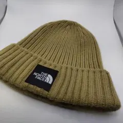 ◆2693 ノースフェイス　ニットキャップ　ロゴ　黄土色