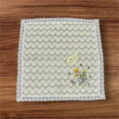 花刺繍レース付きハンカチ