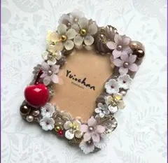 ホイップデコ　B8トレカケース　フラワーモチーフ　ブラウン　りんご　バレンタイン