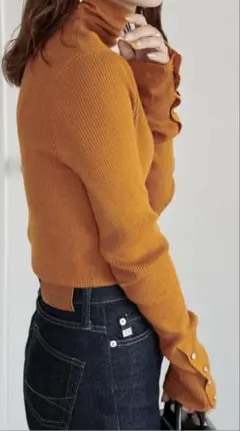 Discoat リブ袖口ボタンタートル オレンジ