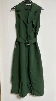 JW ANDERSON UNIQLOダークグリーン ノースリーブシャツワンピース