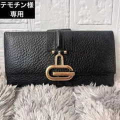 極美品✨GUCCI ゴールドロゴ金具　シボレザー　Wホック ブラック　長財布
