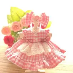 ピンクギンガム♪裾＆袖フリルのワンピース♡女の子サイズ♡メルカリ便♪
