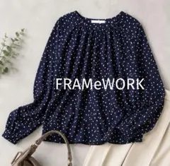 FRAMeWORK　シャーリングスキッパーブラウス　春夏服　水玉　ドット柄のサムネイル