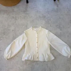 GW限定値下げZARA アイボリー フリル付きシャツ 140