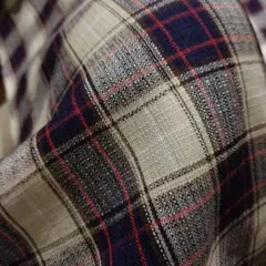 【1.9m・広幅】綿混 紺赤チェック生地 152×190cm ハンドメイド素材