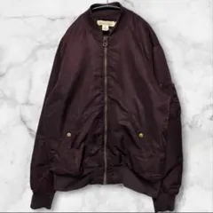 H&M フライトジャケット リブ袖 無地 濃紫 ワインレッド ナイロン 中綿のサムネイル