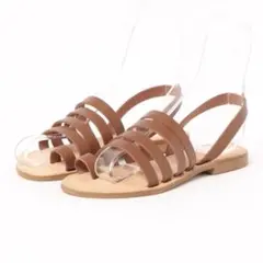 【本革イタリア製】sonia C 多重ストラップサンダル キャメル 23.5cmのサムネイル