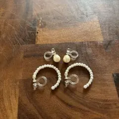 パール付きフープイヤリング2ペアセット