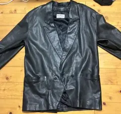 本革 レザージャケット 黒 テーラードジャケット ヴィンテージ 古着 メンズ M