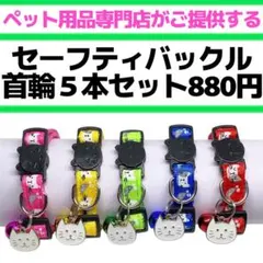 選べる首輪　訳あり　猫用首輪　鈴付き　セーフティバックル　５本セット