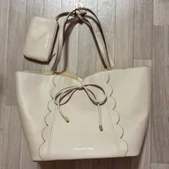 Samantha Vega リボン付きベージュトートバッグ