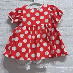 ミニーワンピース　ディズニー　コスプレ 80-90cm ハンドメイド