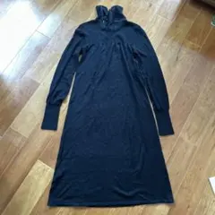 黒　ニットワンピース タートルネック　スパンコール　アンゴラ　ファスサンファール