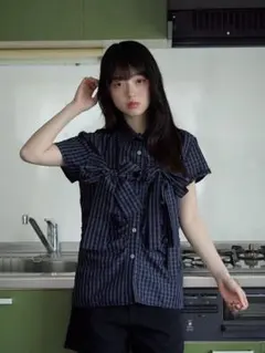 Enewd nina 襟付き チェック リボン ブラウス トップス カーキ - メルカリ