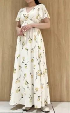 【ジェラートピケ】ジェラピケ　花柄　ワンピース　半袖　胸パット入り