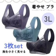 ナイトブラ　胸を小さく見せるブラ　着痩せ　ノンワイヤー　シームレス　セット　3L