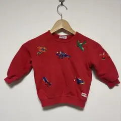 miki house 赤い飛行機刺繍トレーナー 90