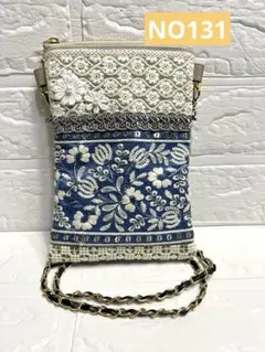 インド刺繍リボン　スマホポシェット　ハンドメイド【アレンジ品】