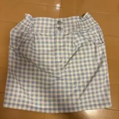 水色と白のギンガムチェック柄　タイトミニスカート