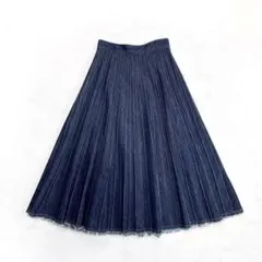 EPOCA エポカ デニムプリーツ ロング スカート フレア インディゴ 38