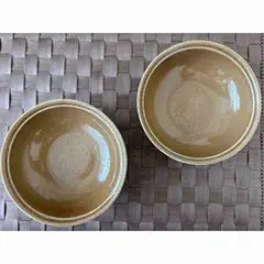 ブラウン陶器製茶碗2個セット