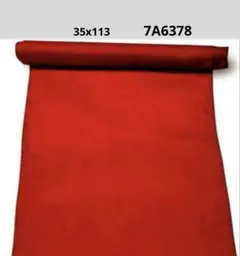 7A-6378 着物はぎれ　和布　正絹 赤絹　柄無し　35x113