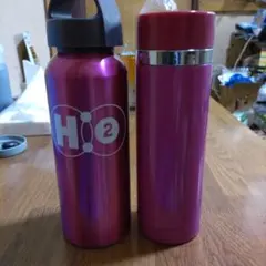 ピンク H₂Oロゴ 水筒