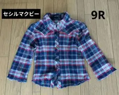 セシルマクビー チェック柄ネルシャツ 七分袖 M ショート丈