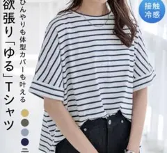tシャツ レディース 半袖 体型カバー 丈短め ヒンヤリ 接触冷感 ひんやり Mのサムネイル