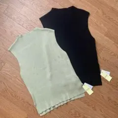 リブニット ノースリーブ(F)グリーン/新品 未使用 タグ付き