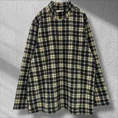 innoce 長袖 フリース カットソー モックネック チェック柄 大きいサイズ