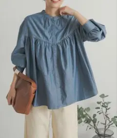 極美品◆アーバンリサーチドアーズ ダンガリーステッチシャツ ギャザー 24AW URBAN RESEARCH DOORS - 極美品◇アーバンリサーチドアーズ ダンガリー
