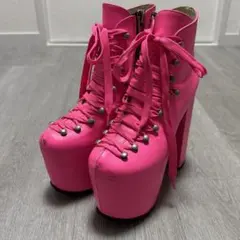 UNIF 蛍光ピンク　厚底ショートブーツのサムネイル