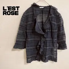 L'EST ROSE 刺繍　カーディガン　羽織もの　フリル　麻　シルク　絹★のサムネイル