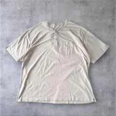 GAP ヘンリーネック 半袖 Tシャツ XL ベージュ ポケット付 ビッグサイズ