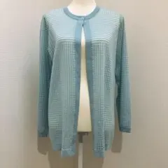 DoCLASSE シアー格子柄カーディガン XL 水色 大きいサイズのサムネイル