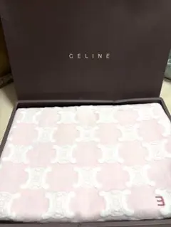 新品★CELINE★ピンク綿ひざ掛け★ハーフブランケット140cm x 70cm