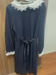 ネイビー ワンピース レース襟130センチ