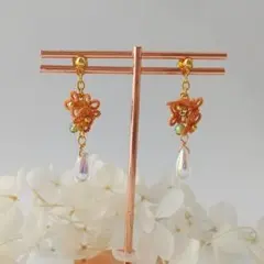 【タティングレース】揺れる金木犀の耳飾り