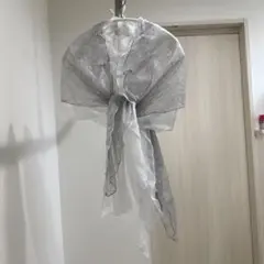 フォーマル結婚式ドレスストール薄手柔らかパール付パーティーショールシルバー