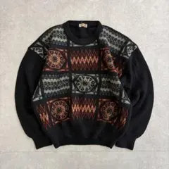 アルパカ ウールニット デザインニット セーター 古着