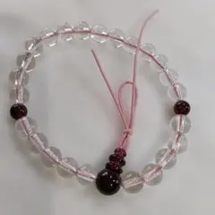 水晶ガーネット仕立ゴム腕輪