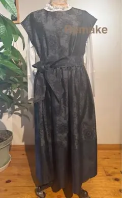 着物リメイク　大島紬　LLギャザーワンピース　ジャンパースカート　ハンドメイド