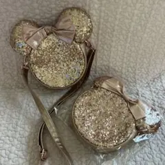 ミニー型 ピンクゴールドショルダーバッグ 2個売り