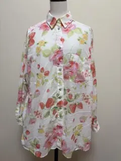 3185◆LAURA ASHLEY(ローラアシュレイ)長袖花柄シャツ★Lのサムネイル