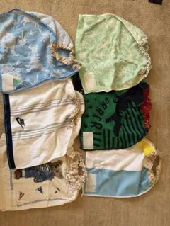 【保育園入園準備】手づくりエプロン 前掛け スタイ6枚セット