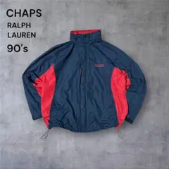 349 古着90年代CHAPSナイロンジャケット刺繍ロゴマルチカラードローコード